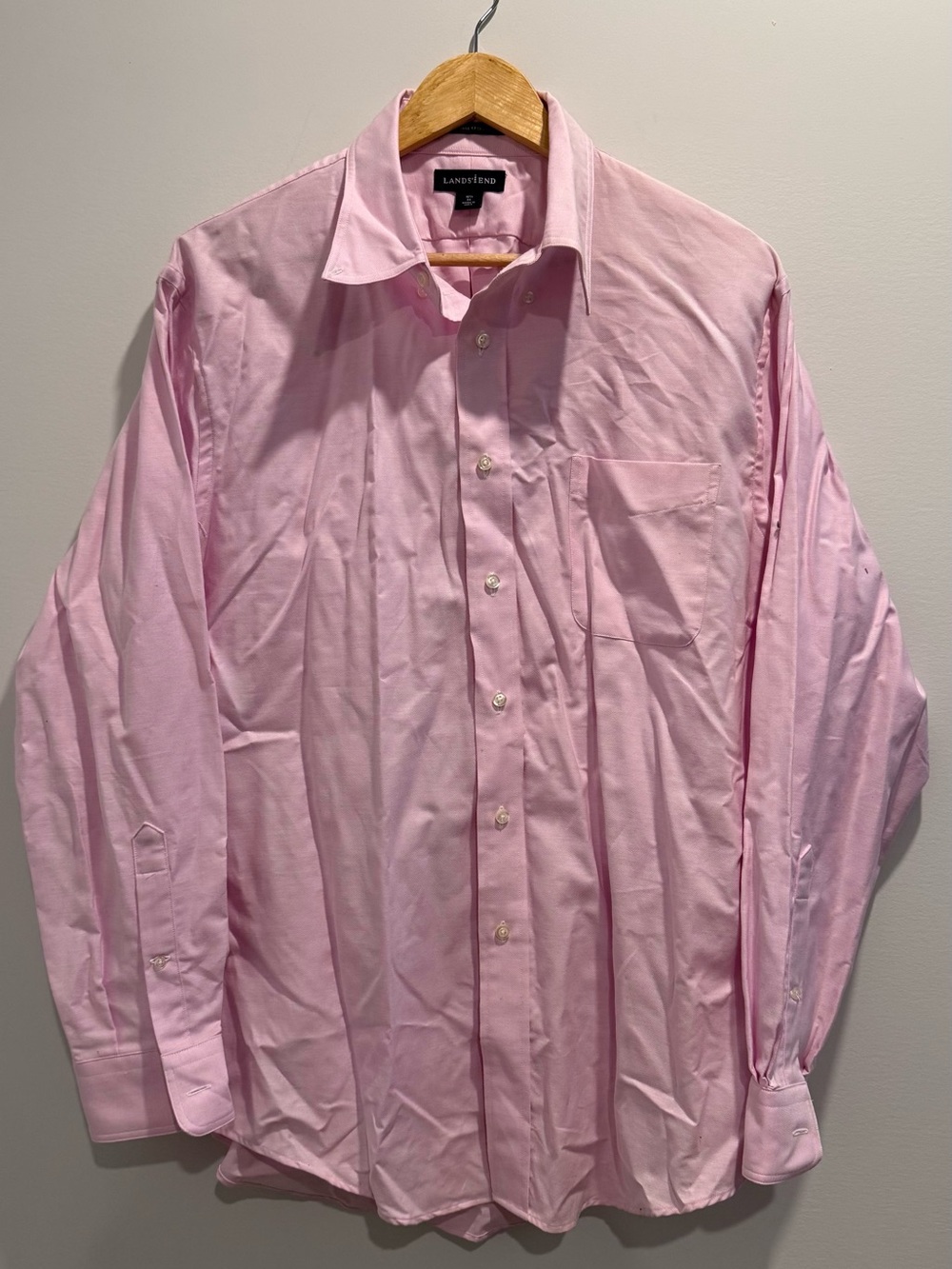 Lands' End Light Pink Men's Long-Sleeve Button Dress Shirt